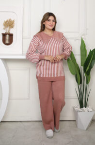 Ensemble laine rayé C04