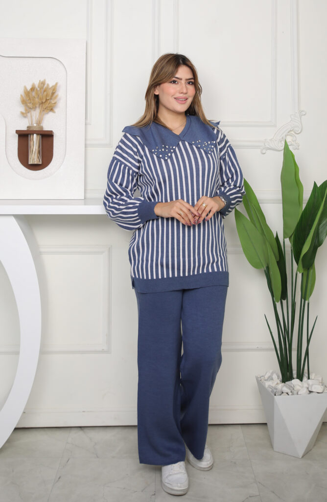 Ensemble laine rayé C04