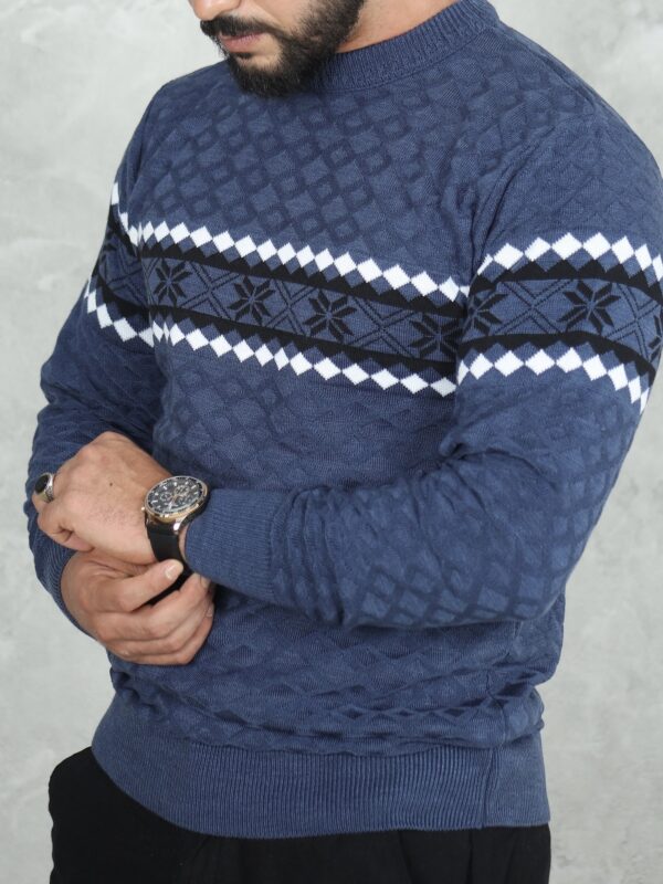 Pull Homme Col Rond Bande Jacquard