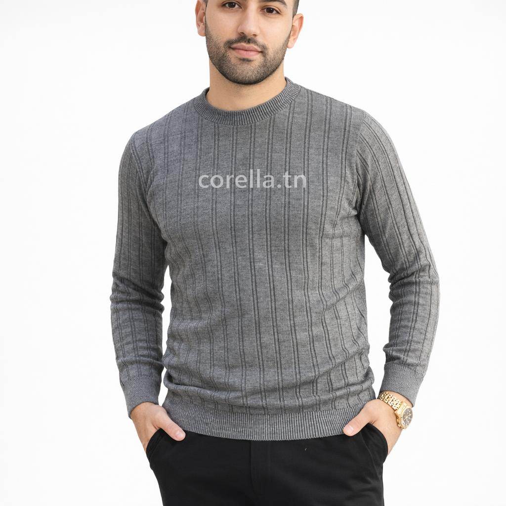 Pull homme col rond  laine