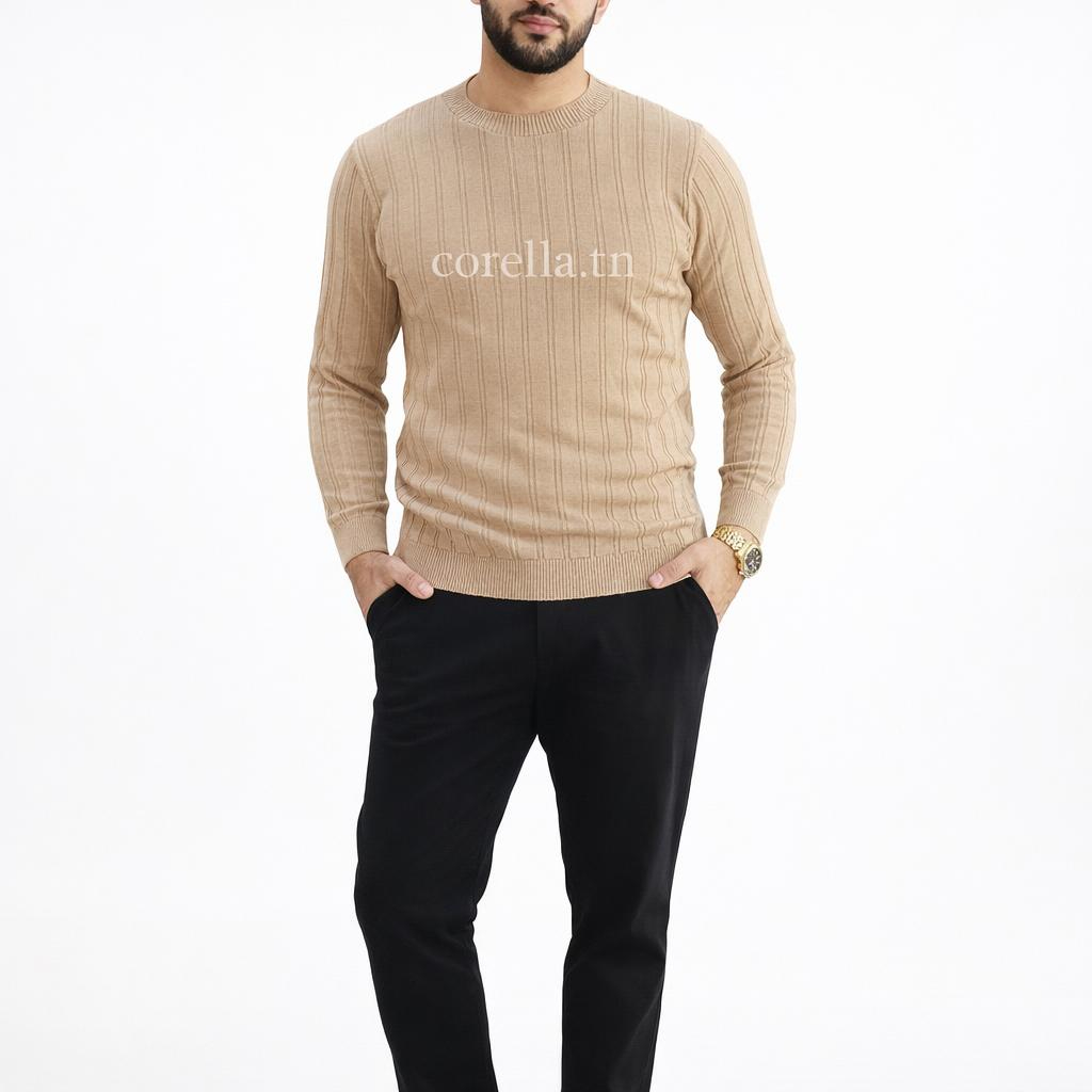 Pull homme col rond  laine