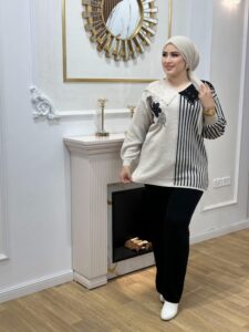 Ensemble raye en laine douce