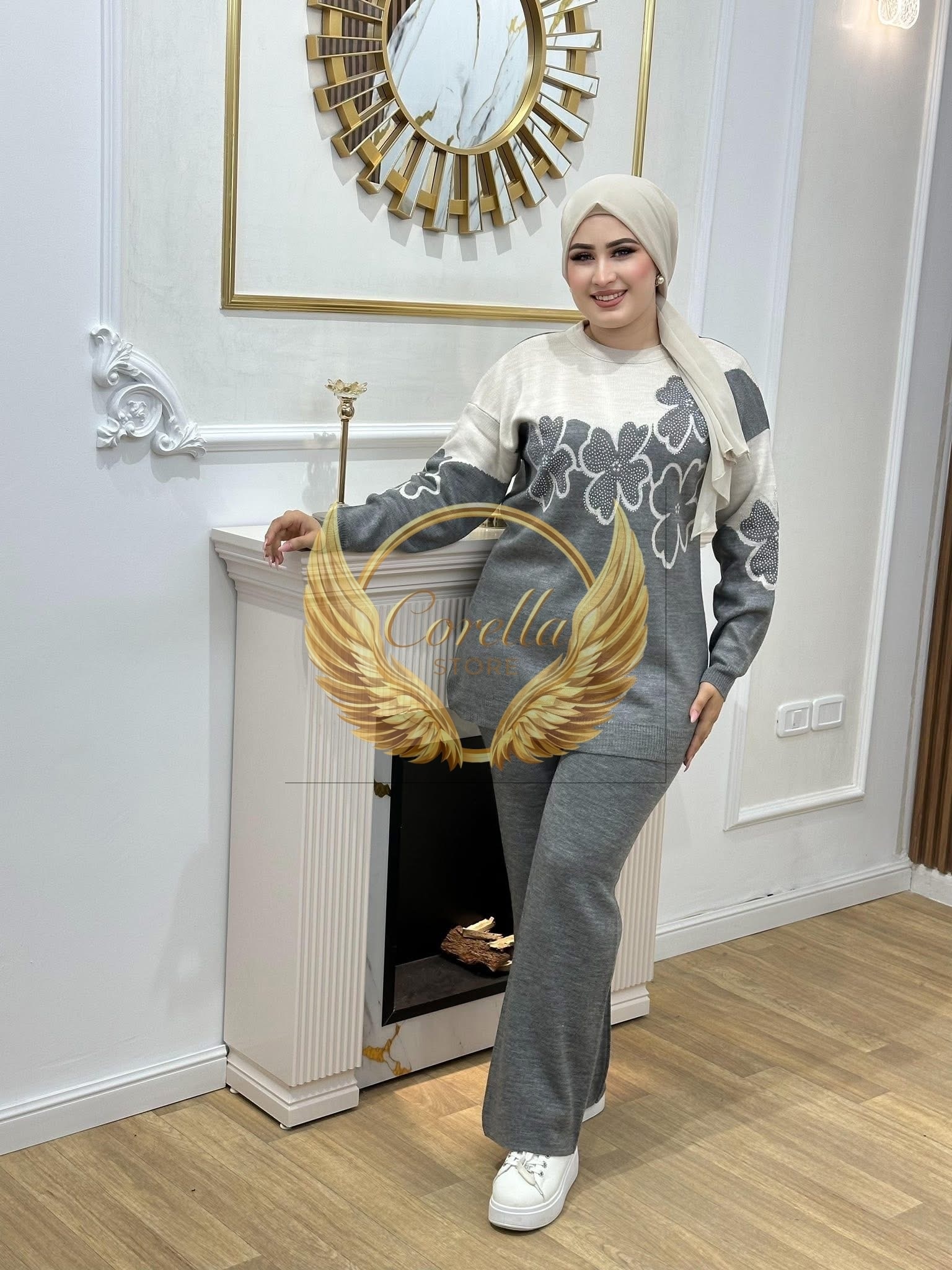 Ensemble laine fleur C11