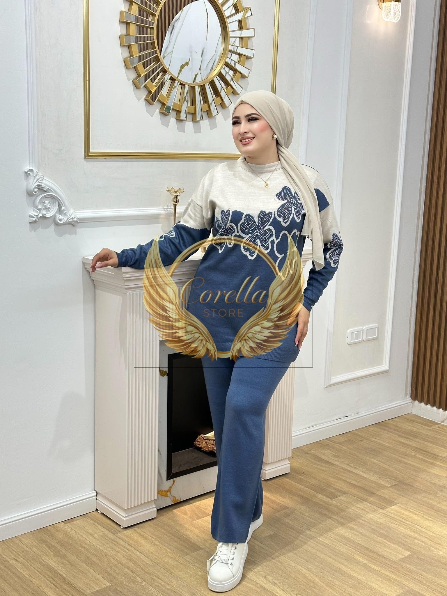 Ensemble laine fleur C11