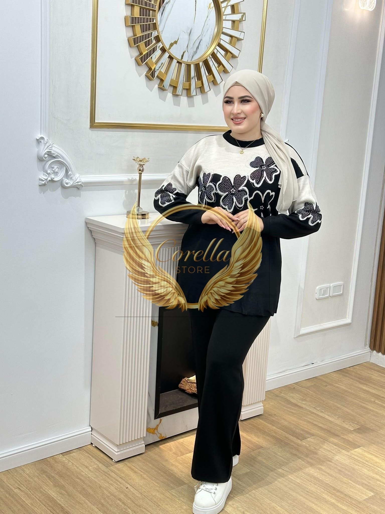 Ensemble laine fleur C11