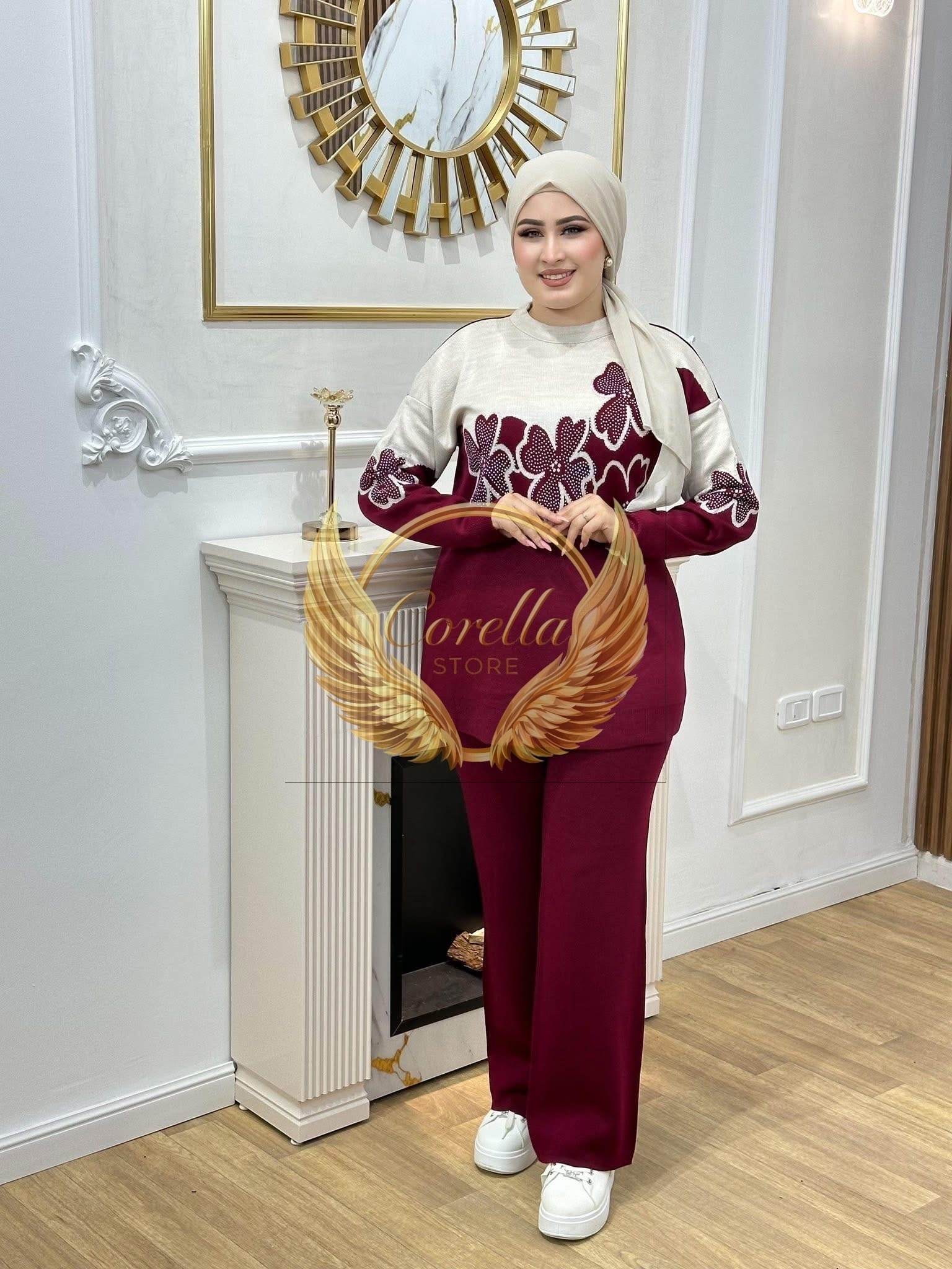 Ensemble laine fleur C11