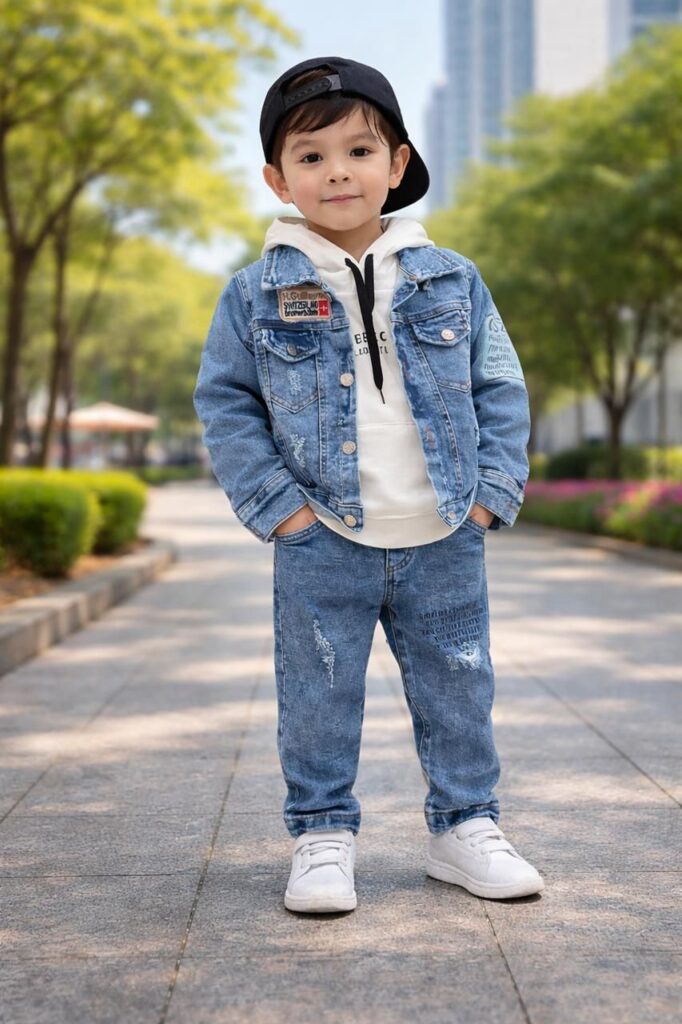 Veste jean capuche pantalon